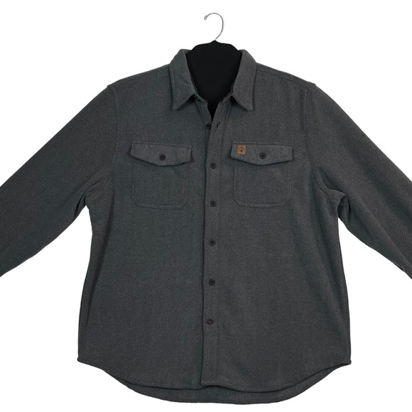 Coleman Mens Polar Fleece Shirt Jacket Size XL Gray Button Front Chest Pockets - Picture 2 of 8